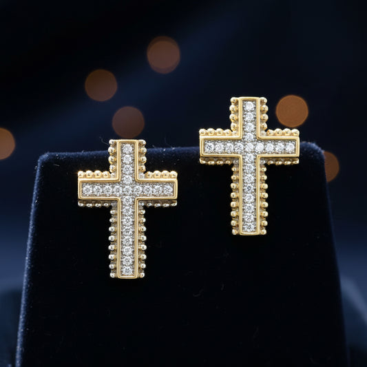 14K Gold Plated Cross Earrings