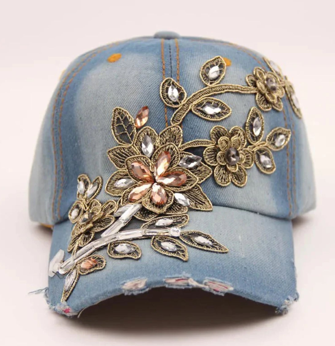 Floral Denim Cap