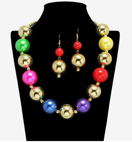 BEADED STATEMENT NECKLACE, MULTI