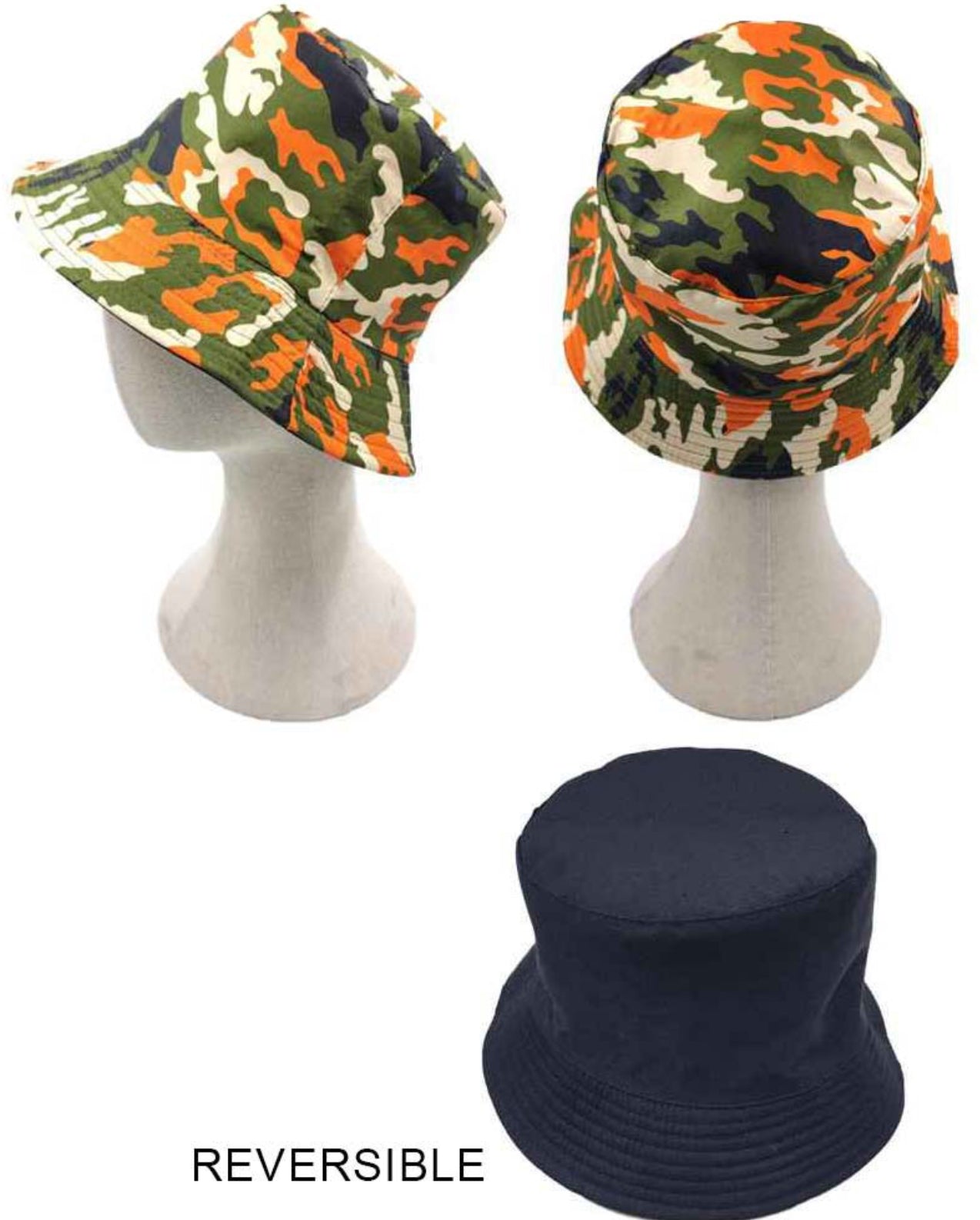 Camouflage Patterned Bucket Hat Reversible