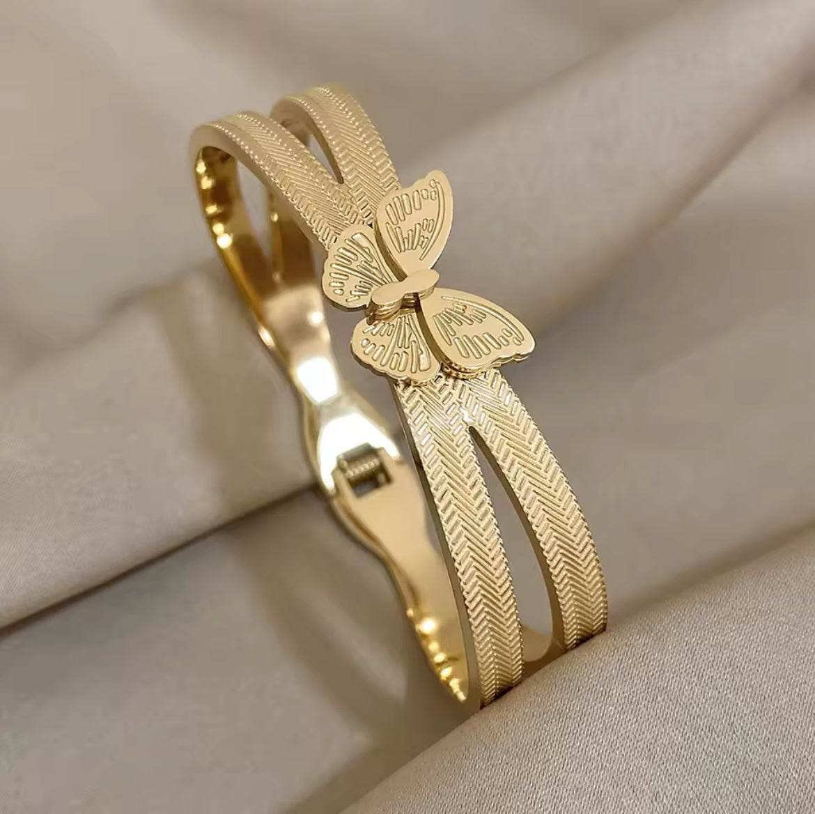 Butterfly Cuff Bangle Bracelet Stainless Steel Gold