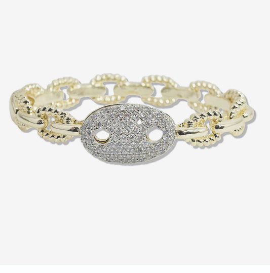 Oval Cubic Zirconia Bracelet Gold Plated