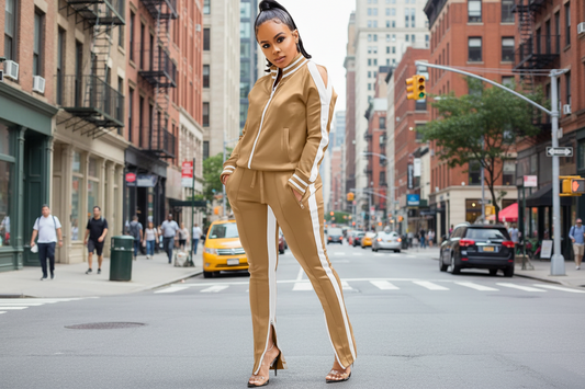 Casual Tracksuit Set, Khaki