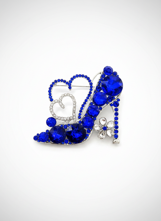 Blue Brooch High Heel and Heart Design