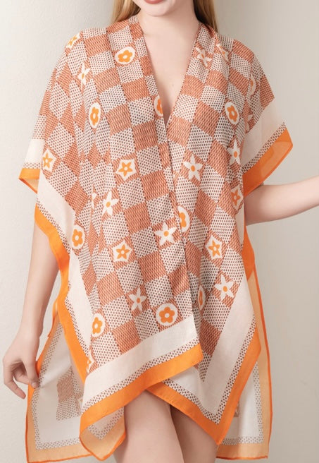 Floral Pattern Kimono Orange