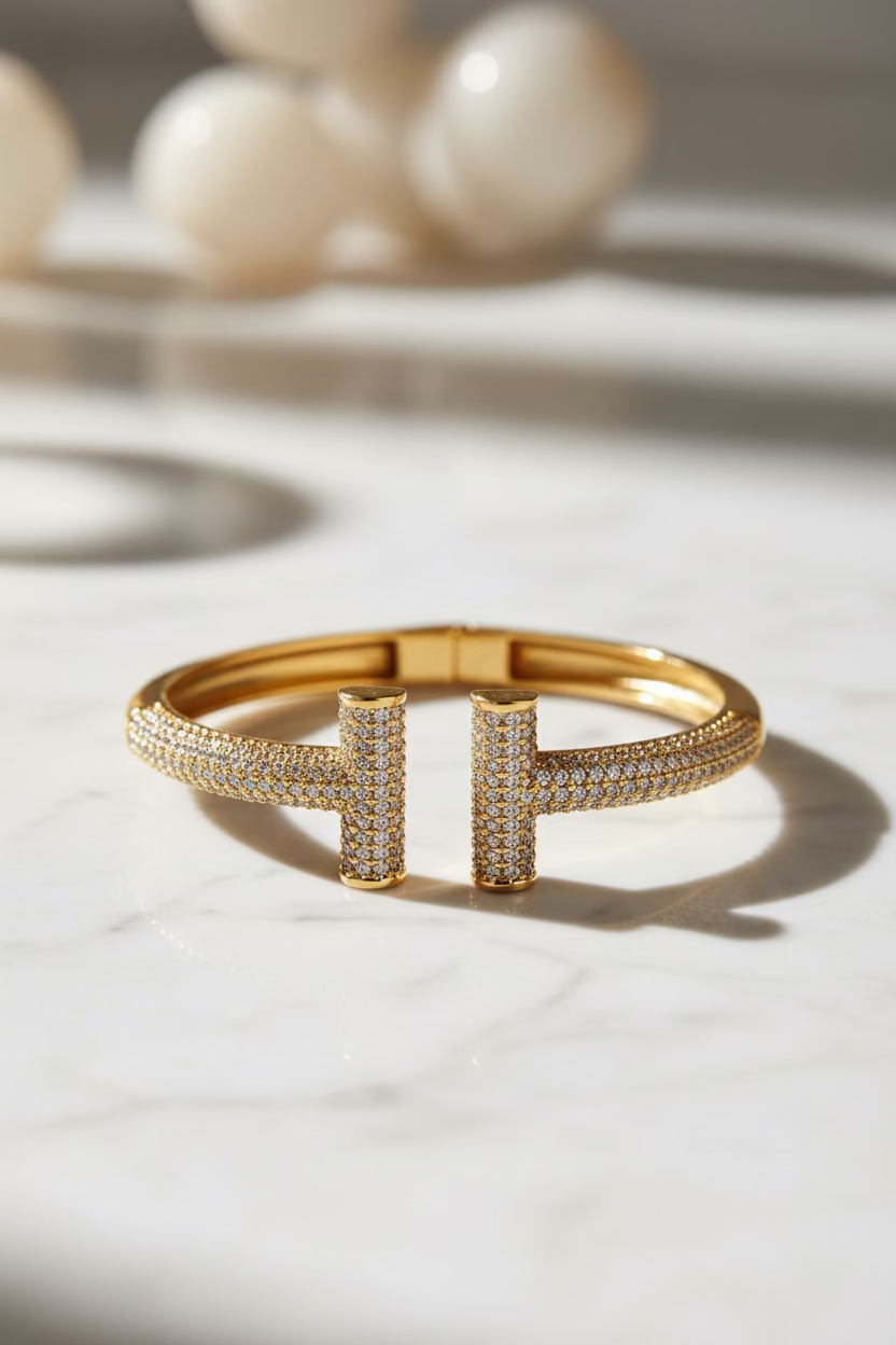 Elegant 18K Gold Plated T Cuff Bracelet