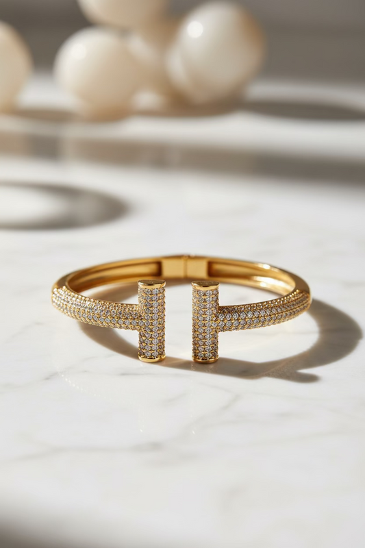 Elegant 18K Gold Plated T Cuff Bracelet