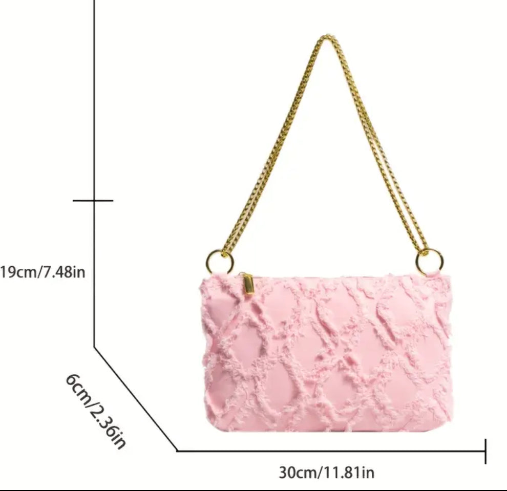 Pink Denim Crossbody Bag