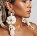Dangle Flower Earrings White/Cream