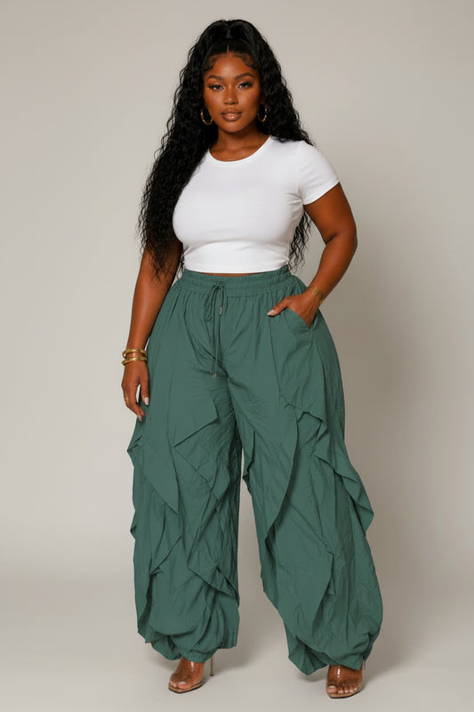 Rumpled Drawstring Joggers, Teal