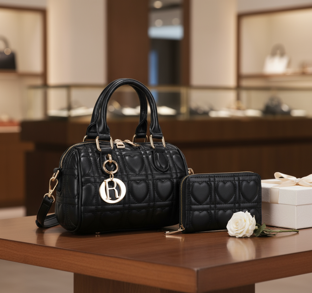 2-in-1 Satchel w/ Wallet, Black