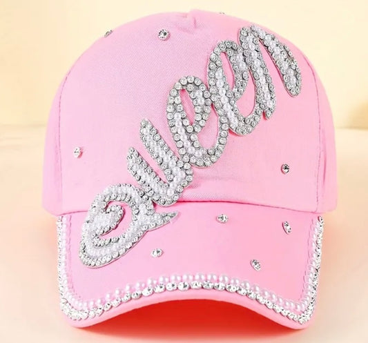 Queen Rhinestone Baseball Cap Pink