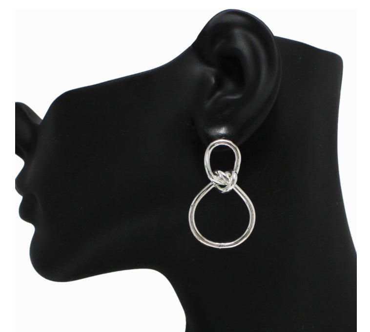 Silver, Knot Accent Metal Earrings