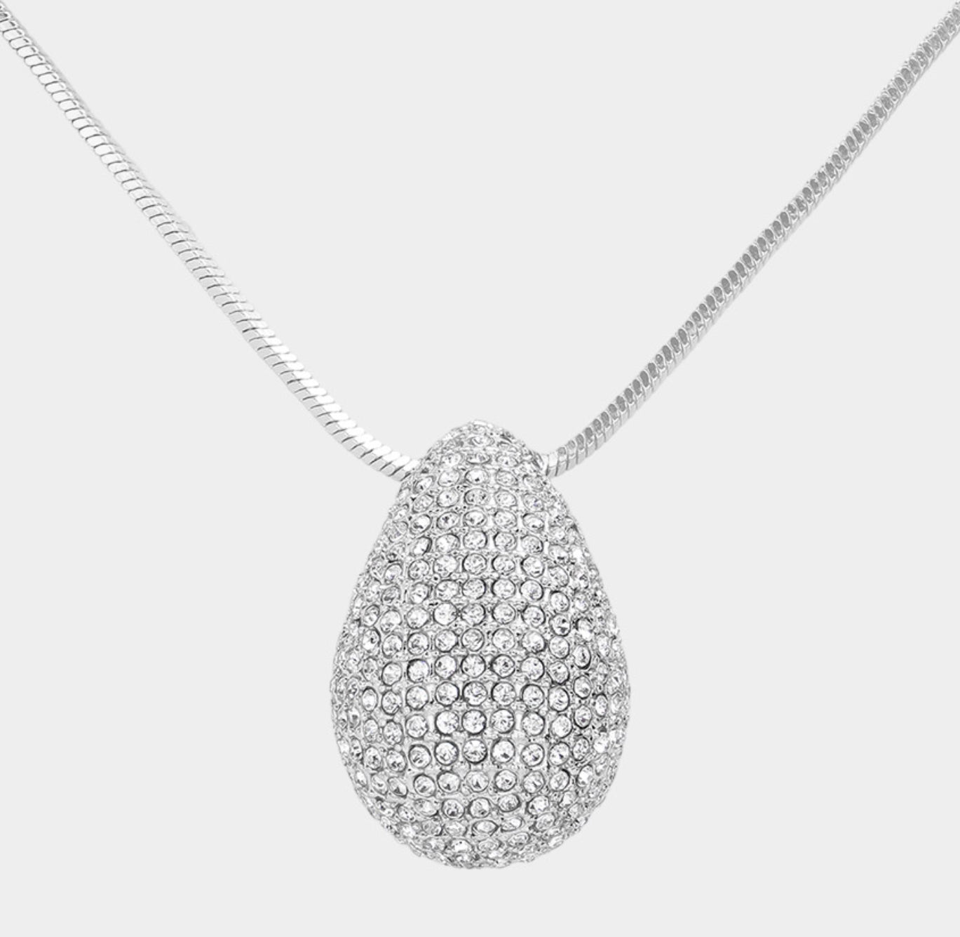 Teardrop Pendant Necklace Silver