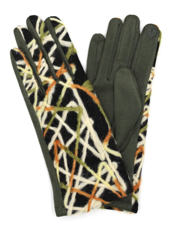 Pattern Gloves - Olive