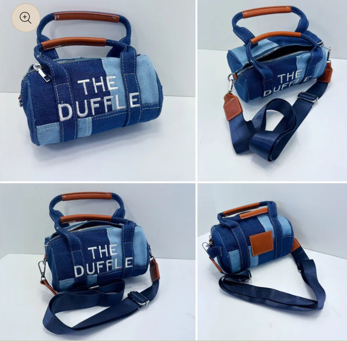 Denim Duffle Crossbody Shoulder Bag