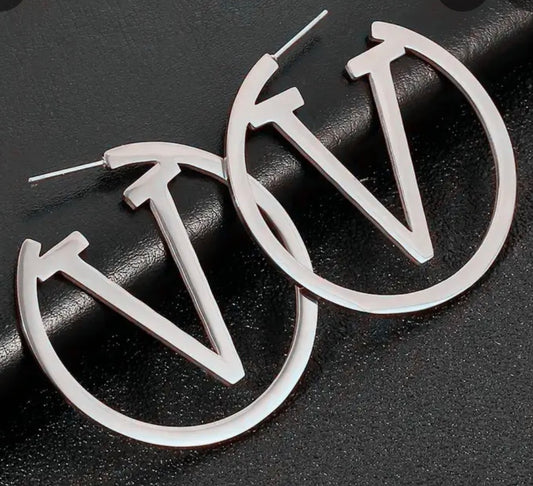 Silver V-Shape Earrings