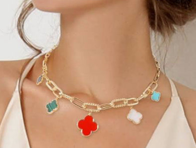 Gold Dipped Multi-Color Pendant Necklace