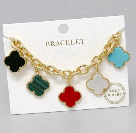 Gold Dipped Multi-Color Charm Bracelet