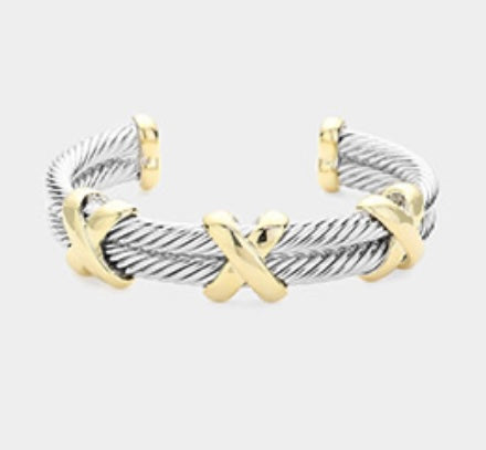 Double Twisted X Bracelet Cuff