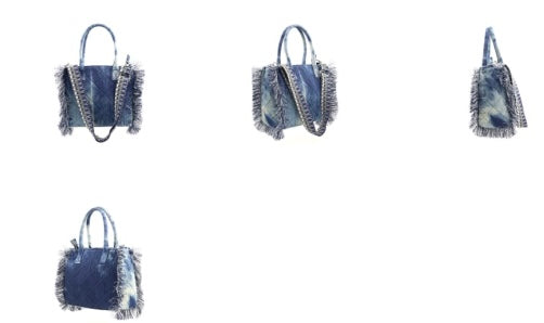 Denim Fringe Handbag