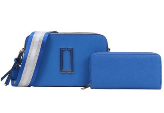 Crossbody Messenger Bag + Wallet Blue