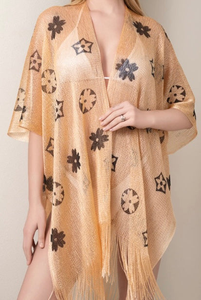 Kimono Cover Up Flower Pattern One Size