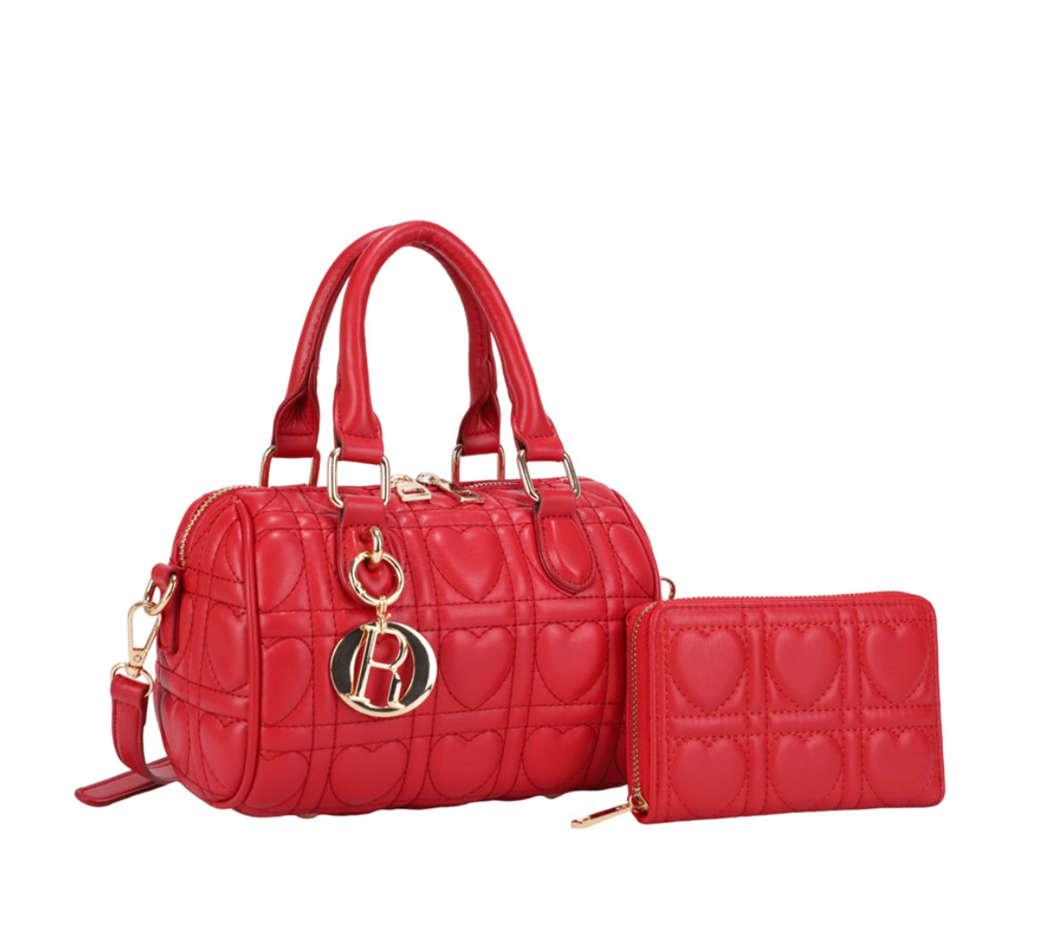 2-in-1 Satchel w/Wallet, Red