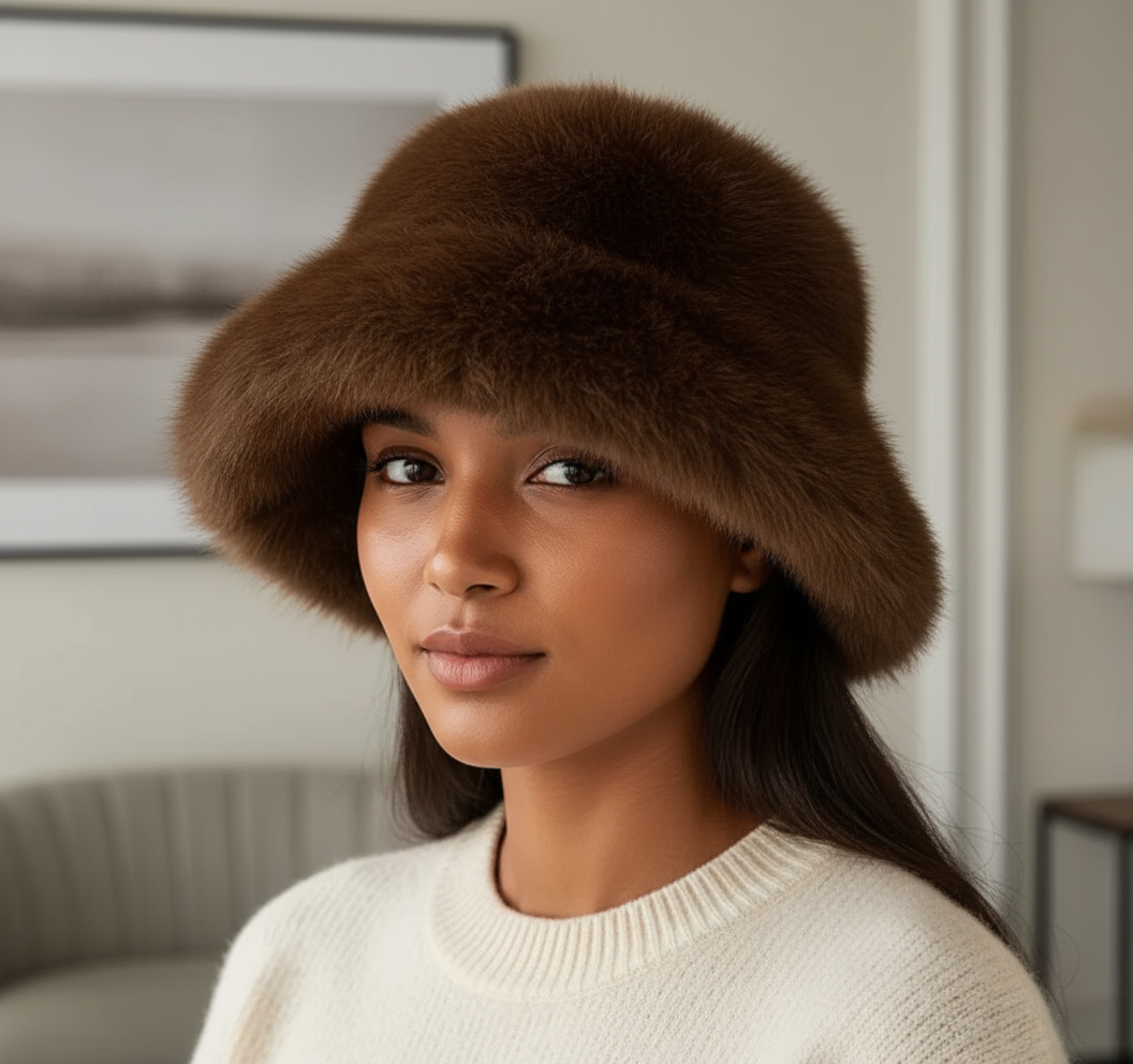 Plush Winter Hat, Brown