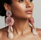 Dangling Flower Earrings Pink