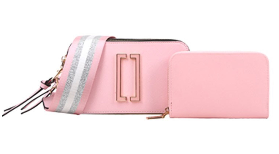 Crossbody Messenger Bag w/Wallet Pink