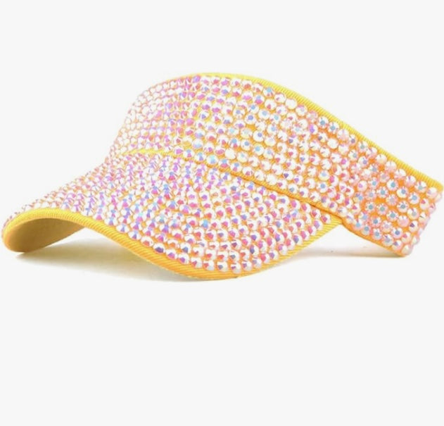 Shiny Yellow Rhinestone Sport Visor