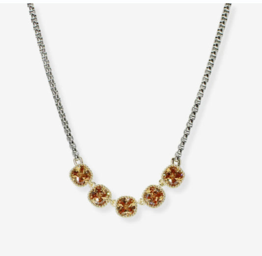 14K Gold Plated Cubic Zirconia Necklace, Topaz
