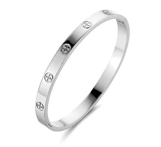 Stainless Steel Bangle Bracelet Silver