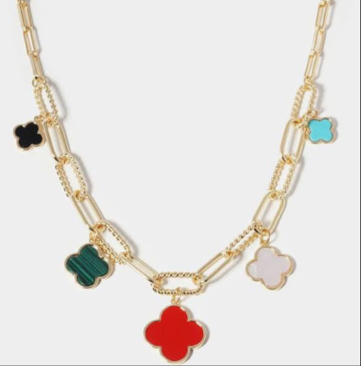 Gold Dipped Multi-Color Pendant Necklace