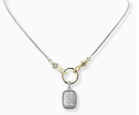 Square Cubic Zirconia Pendant Necklace