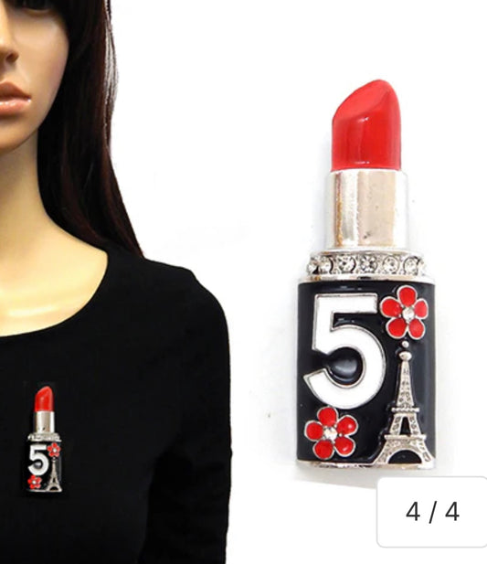 Lipstick Brooch, Red