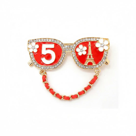 Red No. 5 Sunglasses Brooch