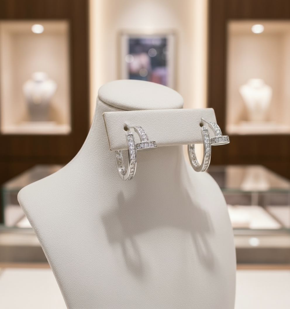 Clear Cubic Zirconia Stone Nail Earrings