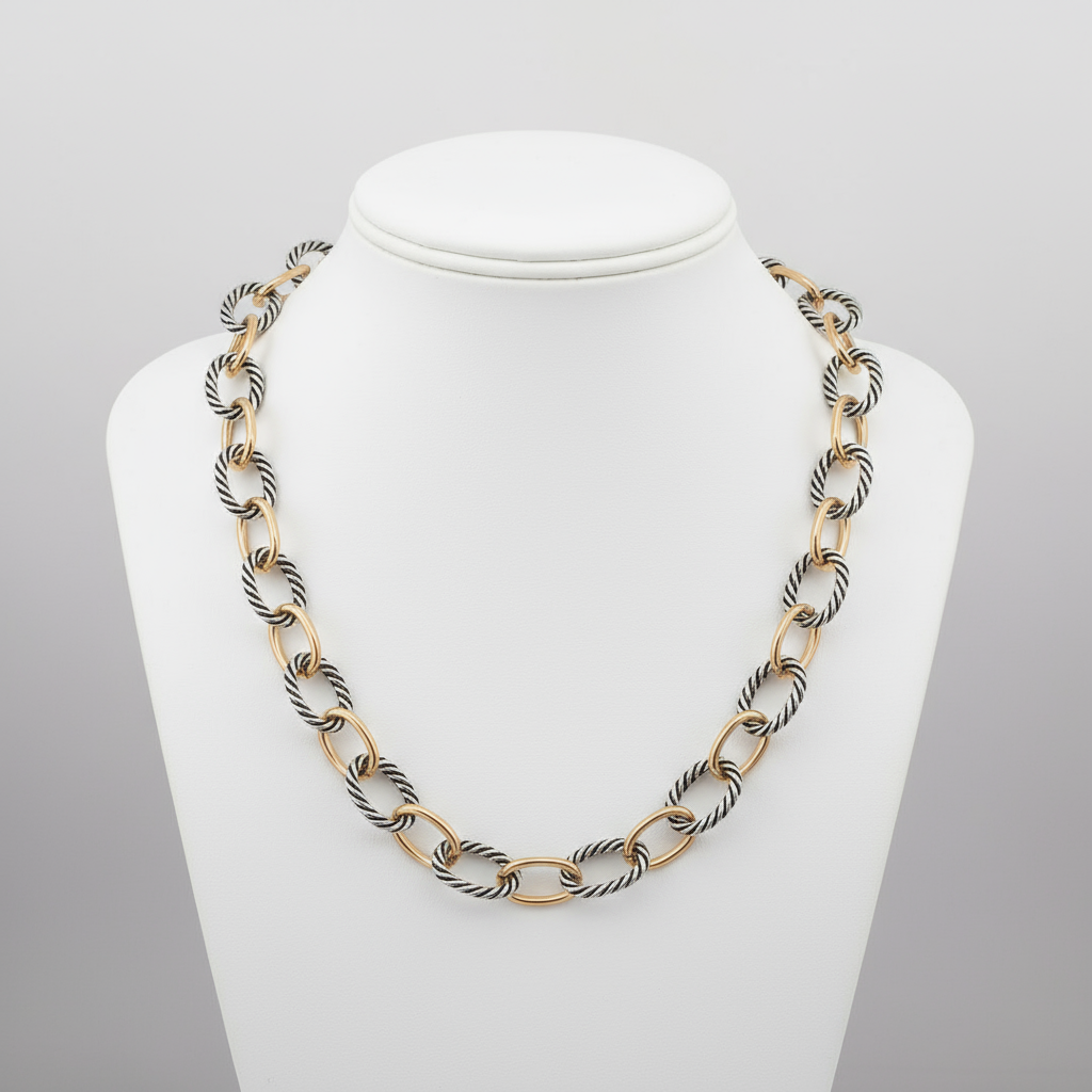 Rope Necklace, Two-Tone