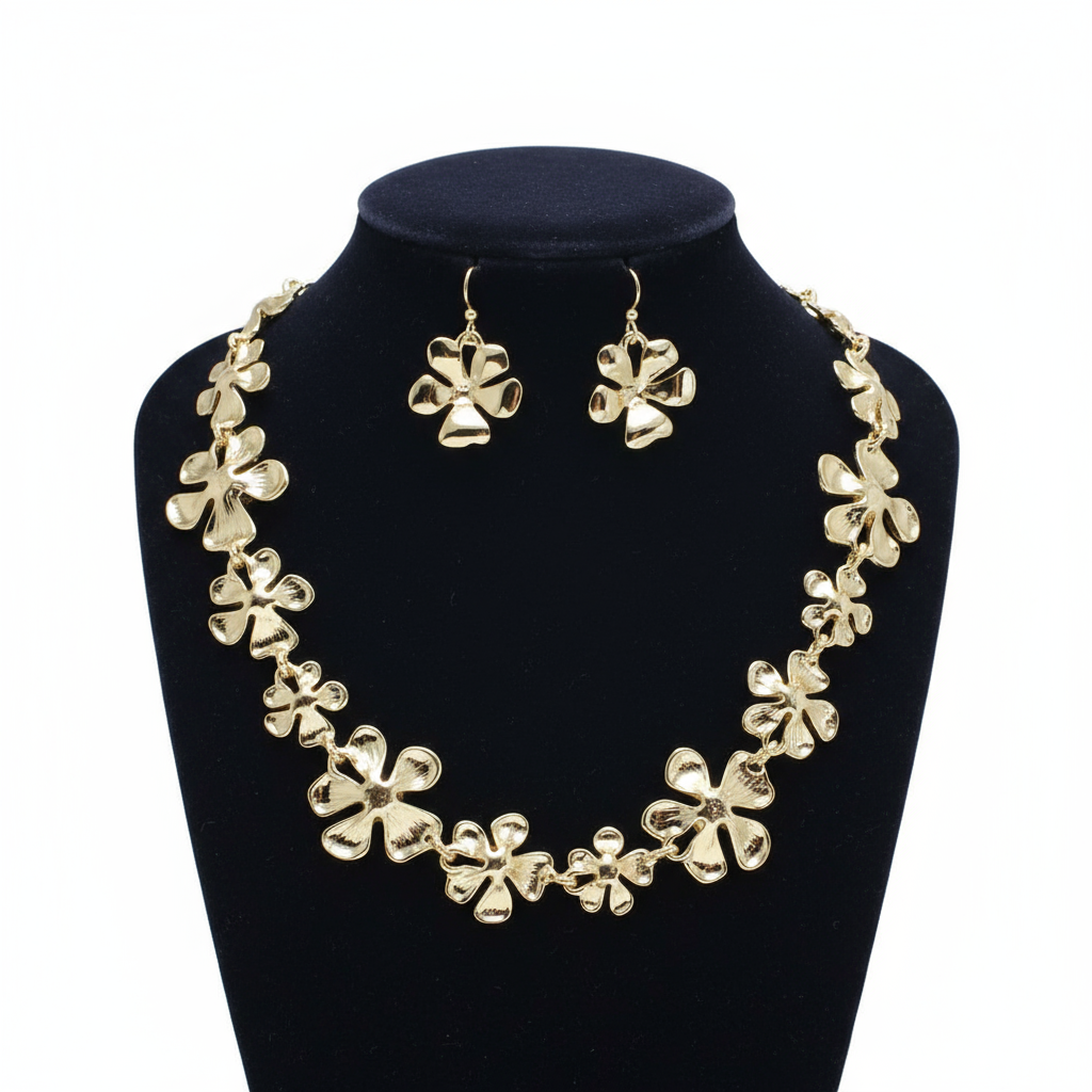Flower Necklace, Gold