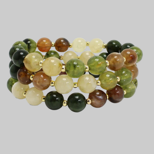3-Piece Ball Beaded Stretch Bracelet, Fall Mix