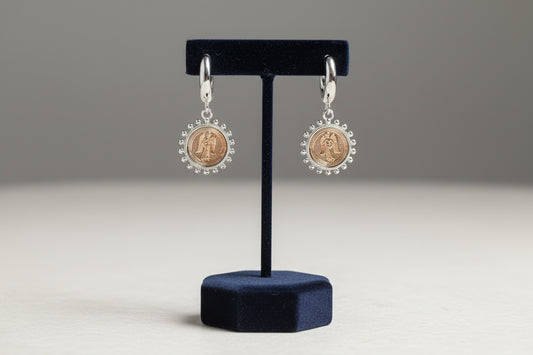 Coin Hoop Earrings Silver