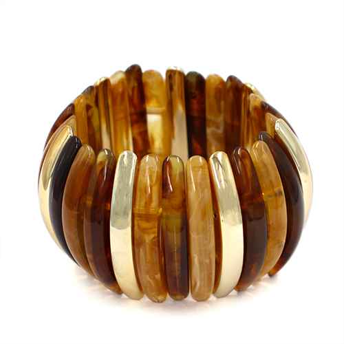 Brown Gold Mix Stretch Bracelet