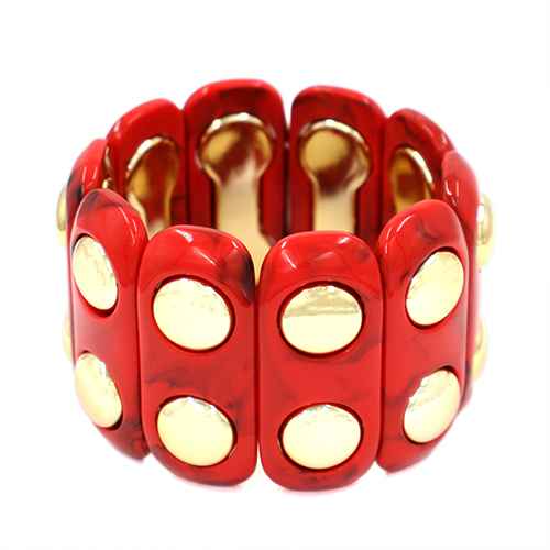 Red Stretch Bracelet with Gold