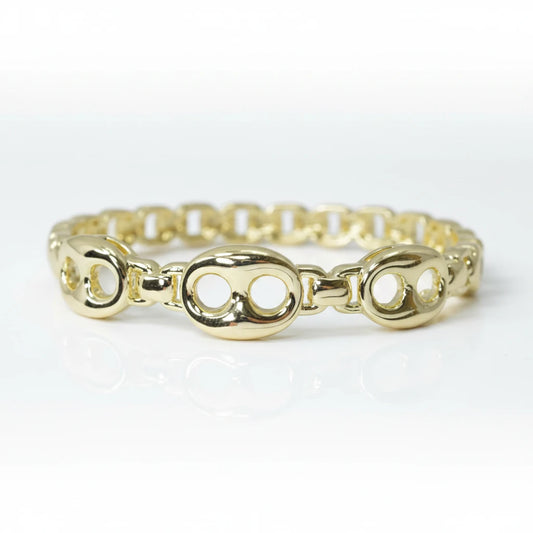 14K Gold Link Bangle Bracelet