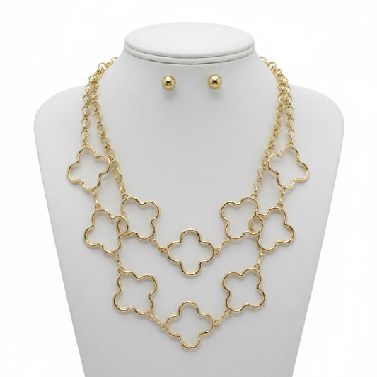 CLOVER LAYERED NECKLACE, GOLD