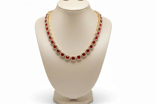 Radiant Sparkle Red Stone Necklace