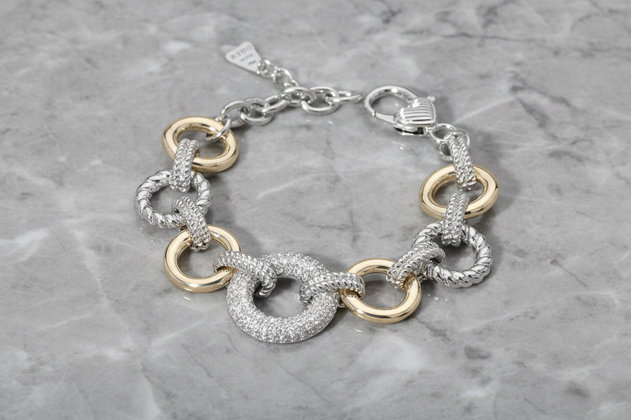 CZ Stone Circle Link Bracelet