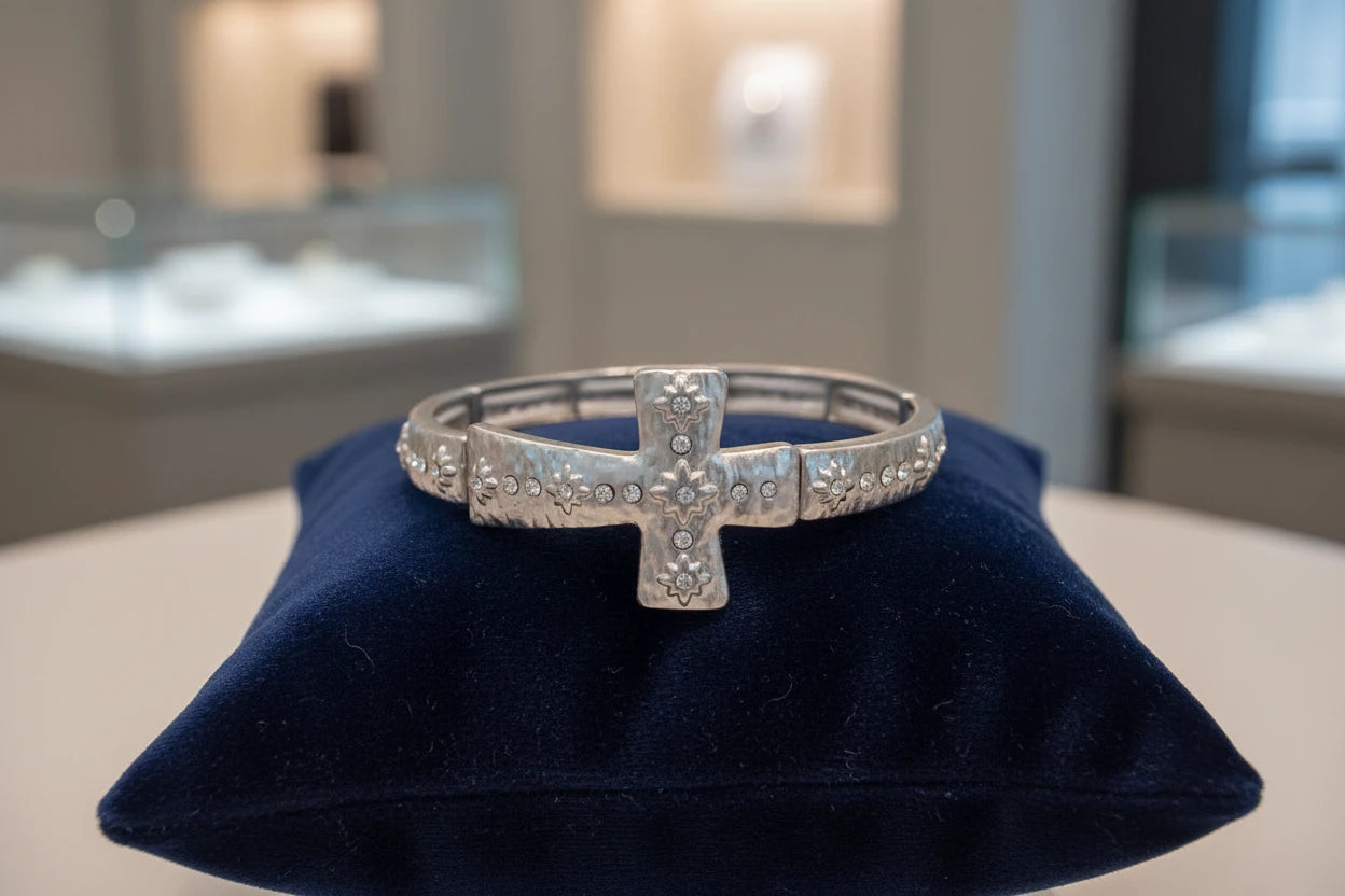 Silver Cross Stretch Bracelet